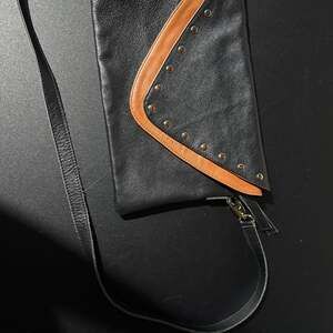 B-Low the Belt Black Studded Vegan Pebbled Leather Clutch Bag